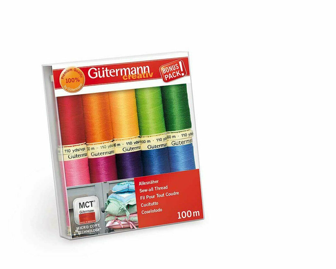 Gütermann Nähfaden-Set Allesnäher - 10 Farben, Farbe Regenbogen – Polyester und Synthetik bei Lieblingsgarn
