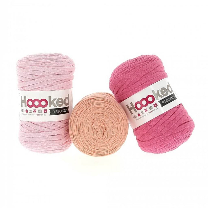 Hoooked Set aus 3 Rollen RibbonXL, Farbe Think Pink – Baumwolle bei Lieblingsgarn