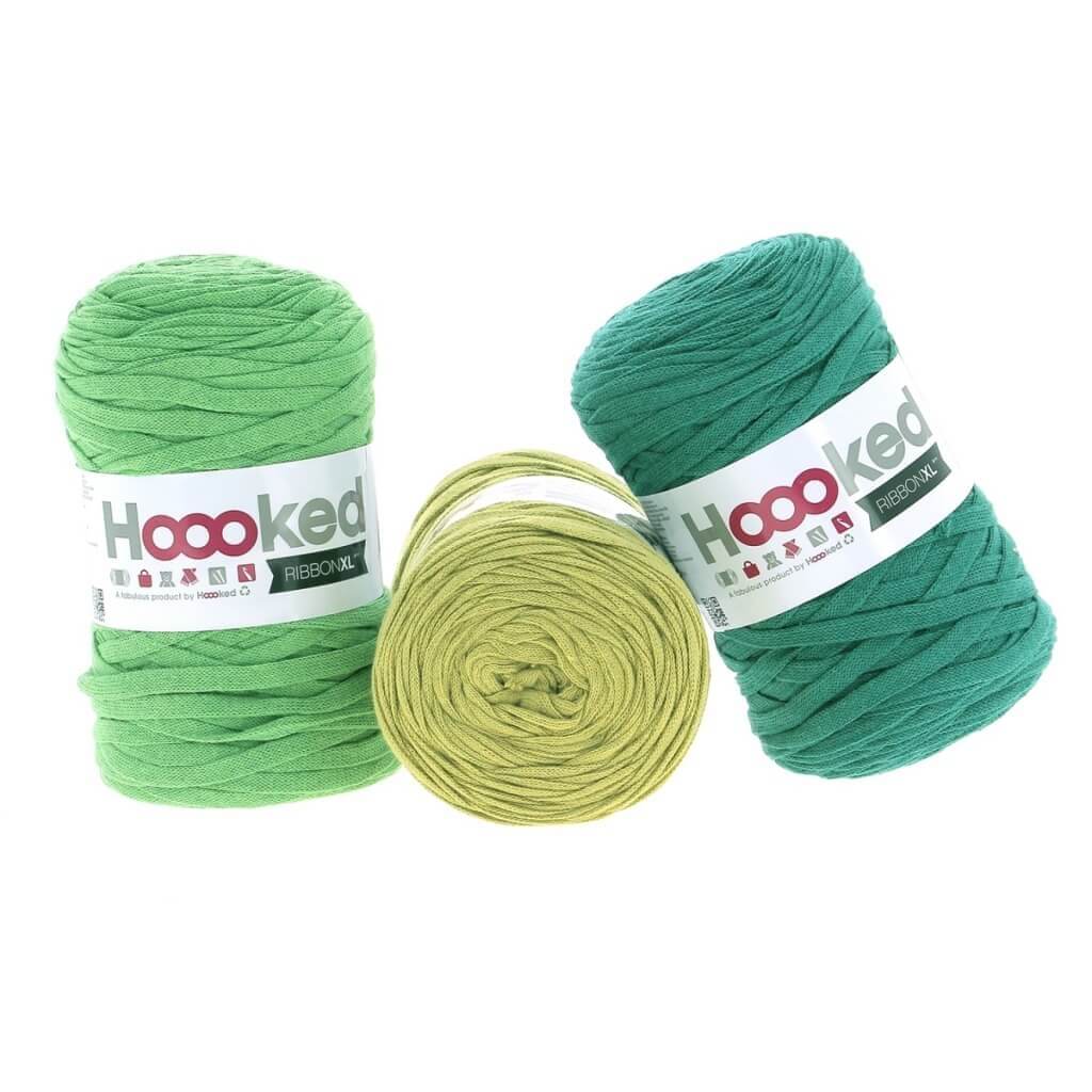 Hoooked Set aus 3 Rollen RibbonXL, Farbe Green Bay – Baumwolle bei Lieblingsgarn