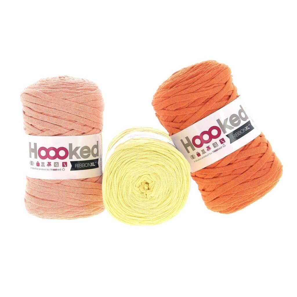 Hoooked Set aus 3 Rollen RibbonXL, Farbe Fruity Lemonade – Baumwolle bei Lieblingsgarn