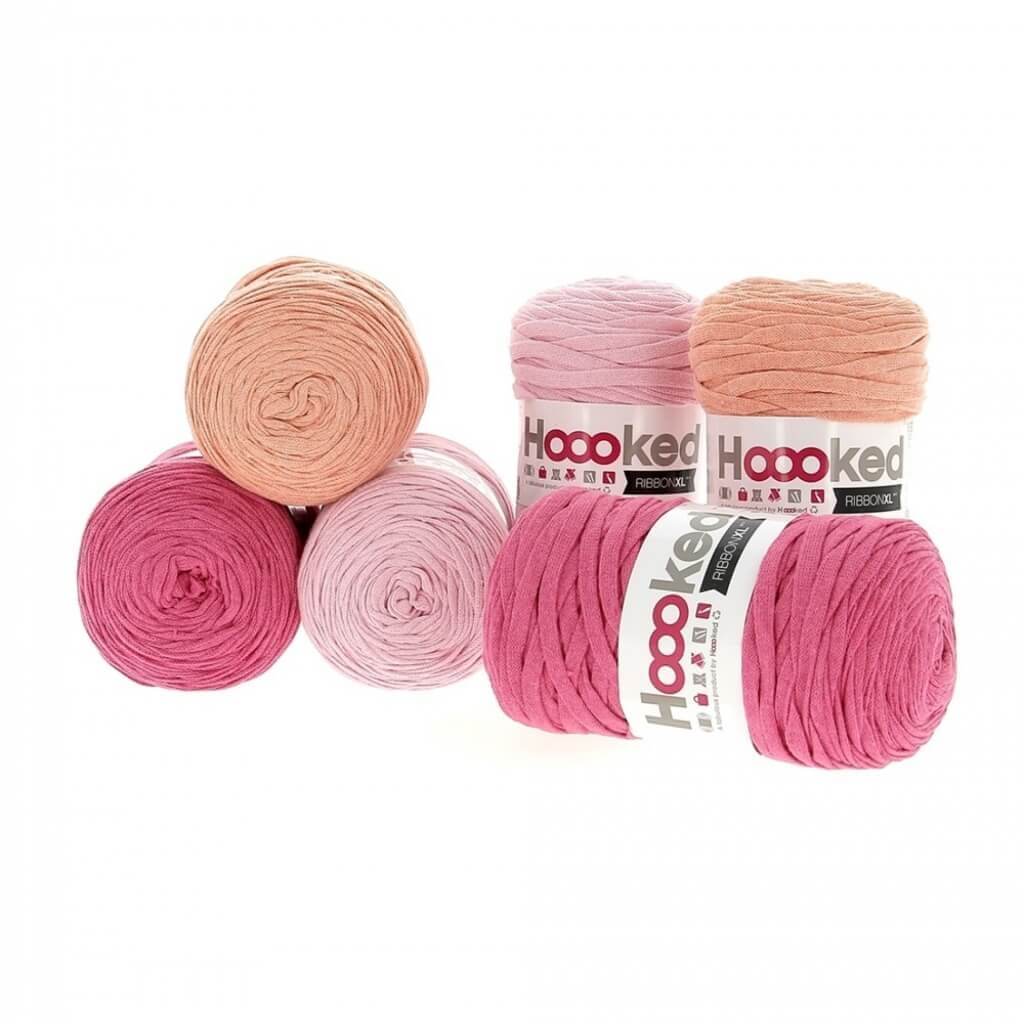 Hoooked Set aus 6 Rollen RibbonXL, Farbe Think Pink – Baumwolle bei Lieblingsgarn