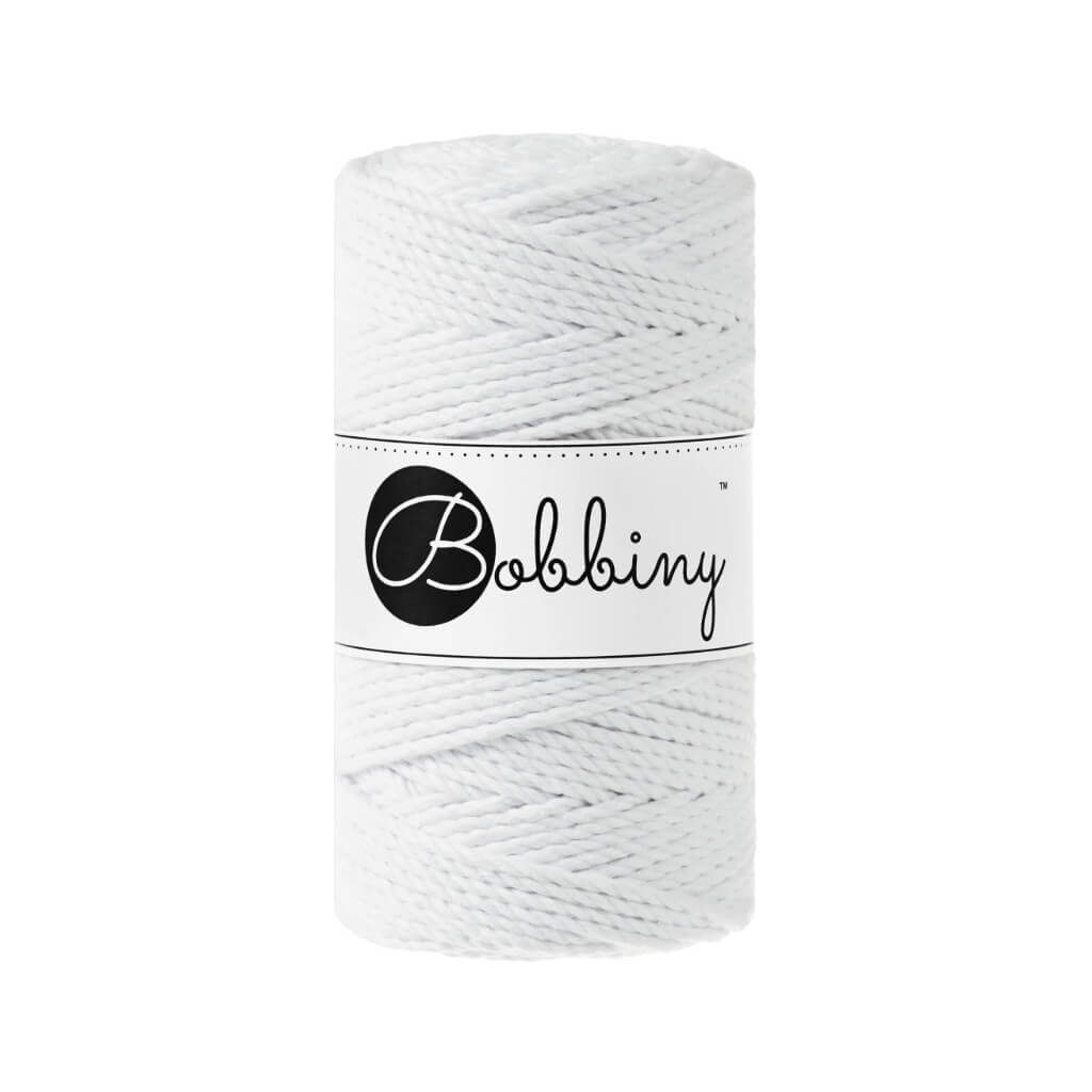 Bobbiny Makramee Garn 3mm gedreht, Farbe White – Baumwolle bei Lieblingsgarn