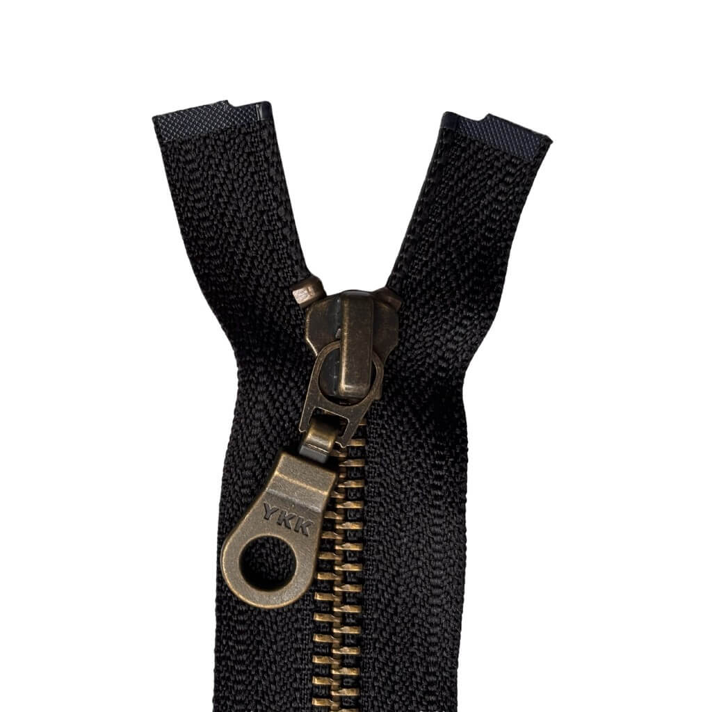 YKK Reißverschluss teilbar Metall Antik, Farbe 580 Schwarz – Metall bei Lieblingsgarn
