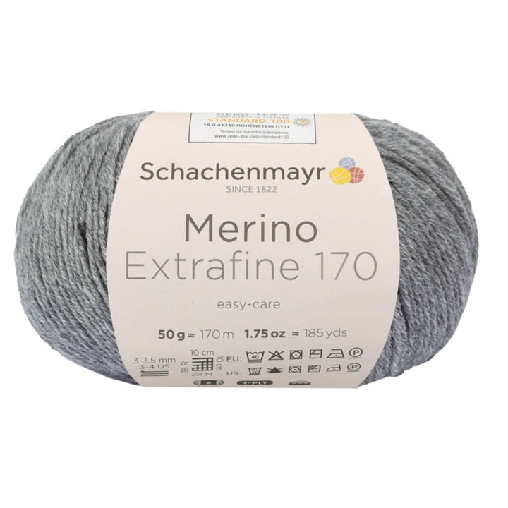 Schachenmayr Merino Extrafine 170 92 - Mittelgrau Meliert Lieblingsgarn