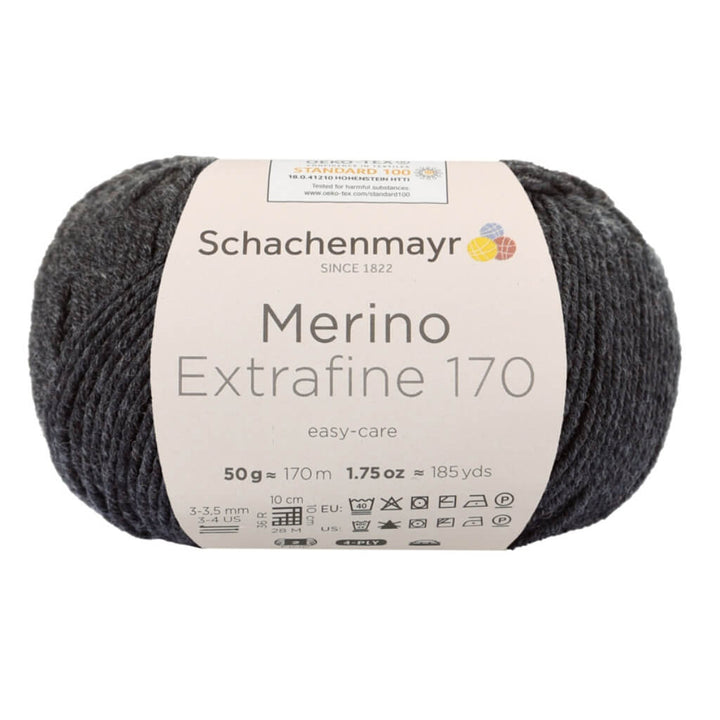 Schachenmayr Merino Extrafine 170 98 - Anthrazit Meliert Lieblingsgarn