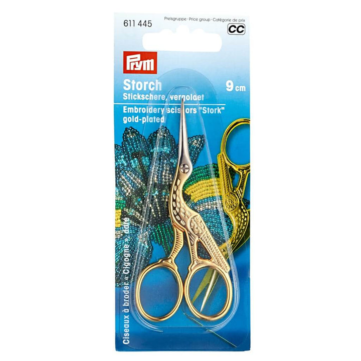 Prym Stickschere Storch 9 cm vergoldet Lieblingsgarn