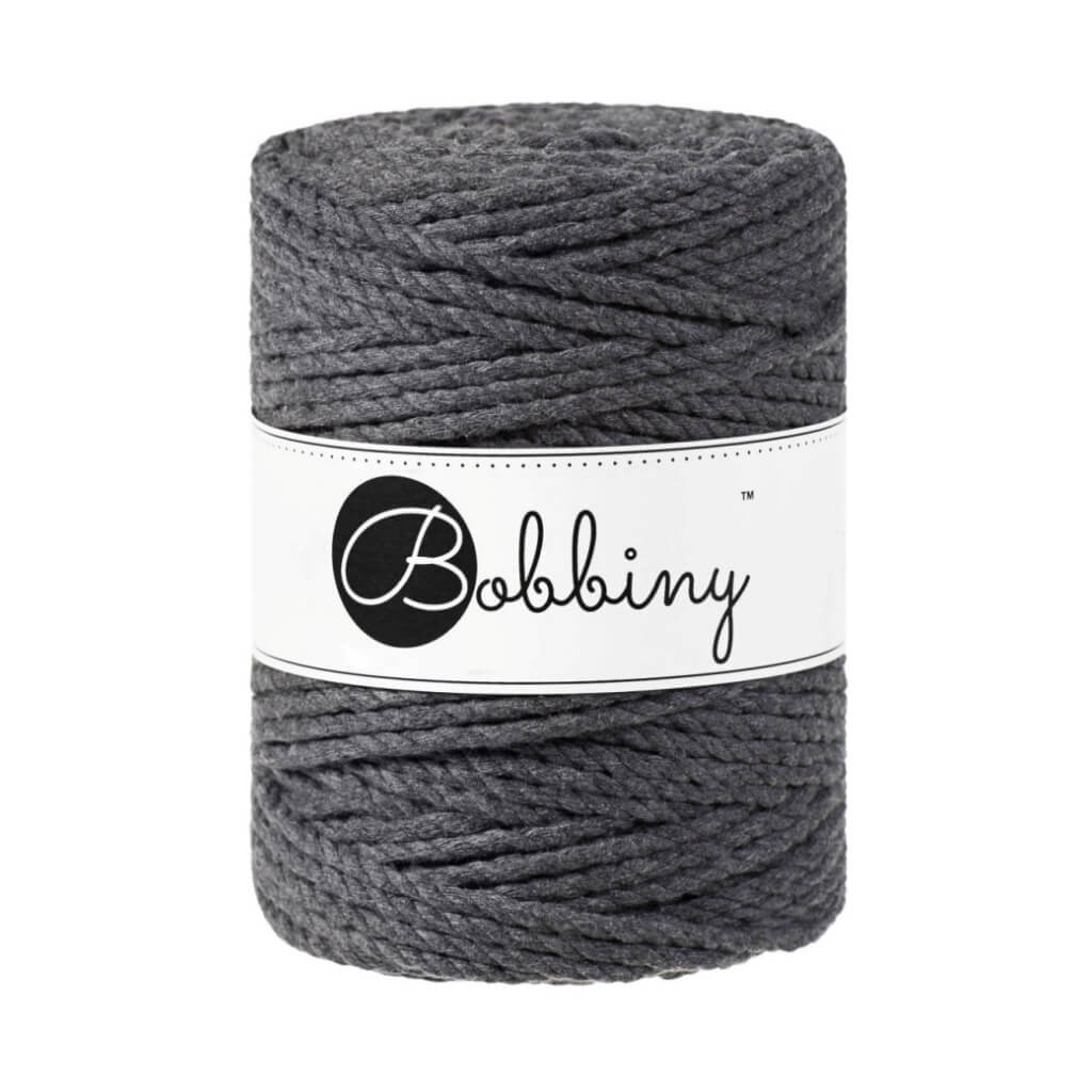 Bobbiny Makramee Garn 5 mm x 100 m gedreht Charcoal Lieblingsgarn