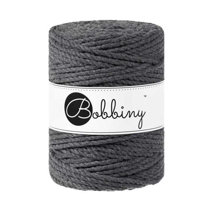Bobbiny Makramee Garn 5 mm x 100 m gedreht Charcoal Lieblingsgarn