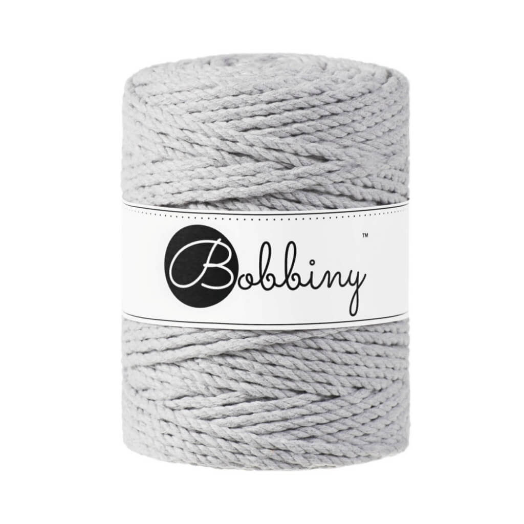Bobbiny Makramee Garn 5 mm x 100 m gedreht Light Grey Lieblingsgarn