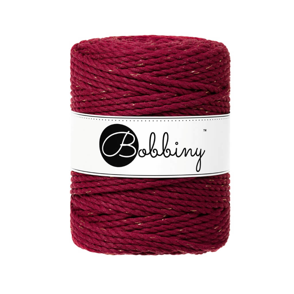 Bobbiny Makramee Garn 5 mm x 100 m gedreht Golden Wine Red Lieblingsgarn