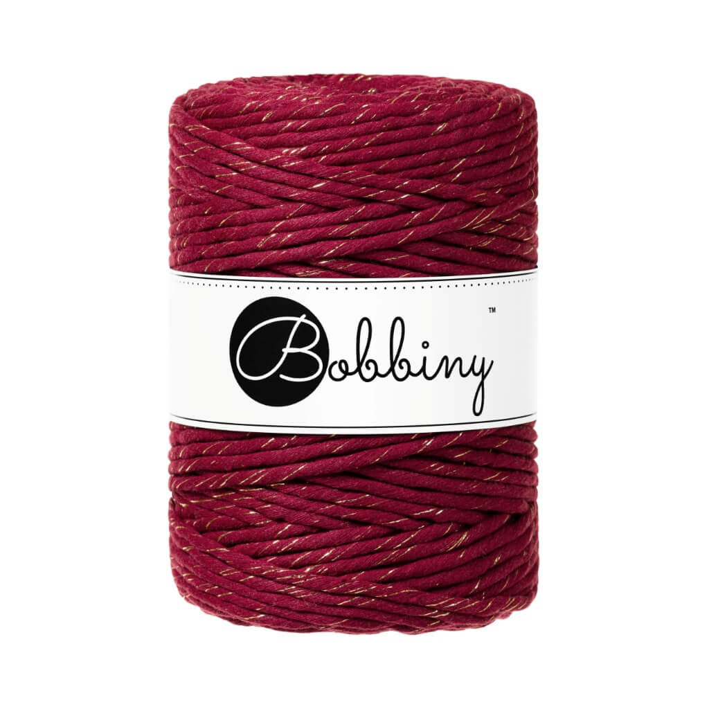 Bobbiny Makramee Garn 5 mm x 100 m Golden Wine Red Lieblingsgarn